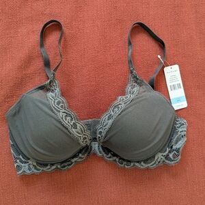 Natori Gray Lace-Trim T-Shirt Bra